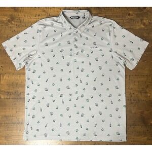 TRAVIS MATHEW Polo Men's XXL ST Patricks Day' Golf Beer Cocktails Gray